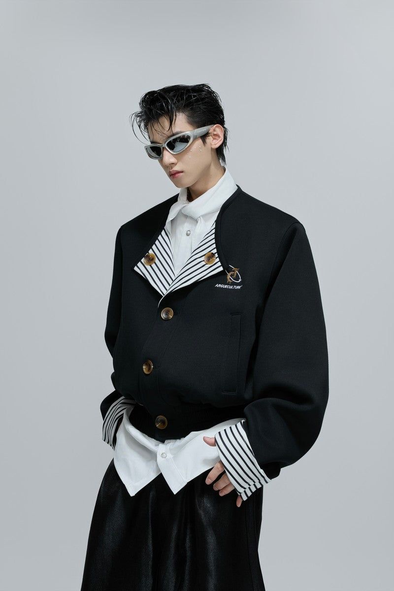 Argue Cultureの「Striped Layered Collarless Jacket（Jackets/Outerwear）」