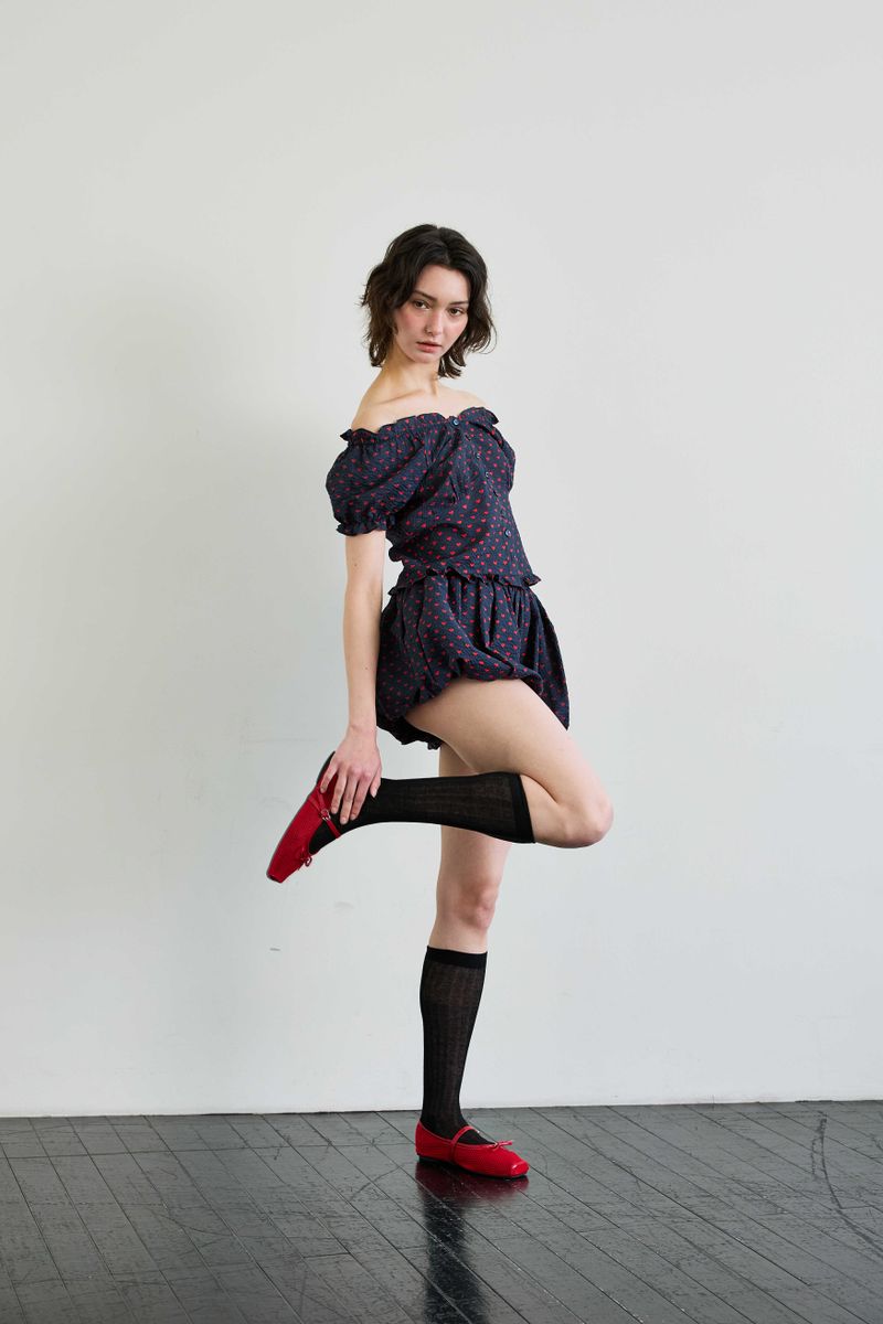 MINI HEART TWO WAY BLOUSE / NAVY