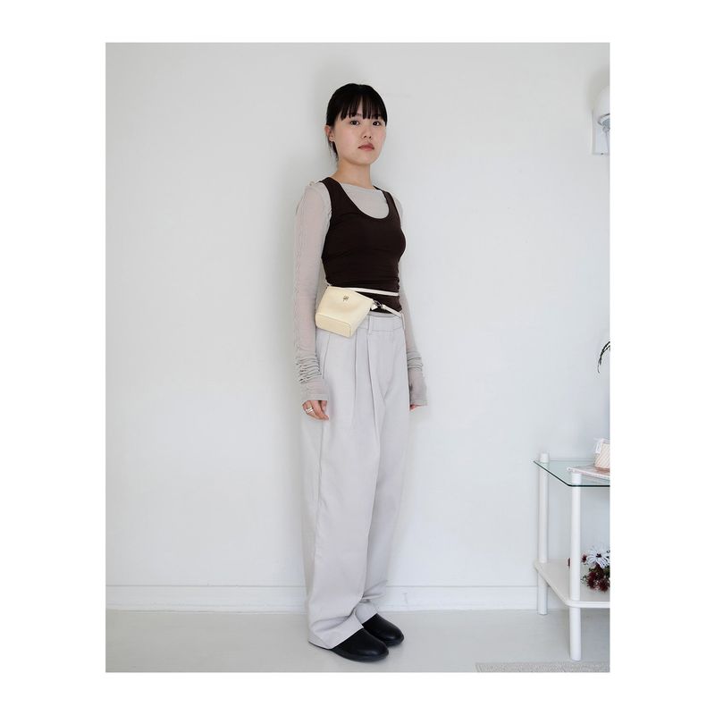 leather mignon bag - butter / strap - ( cowleather, chain)