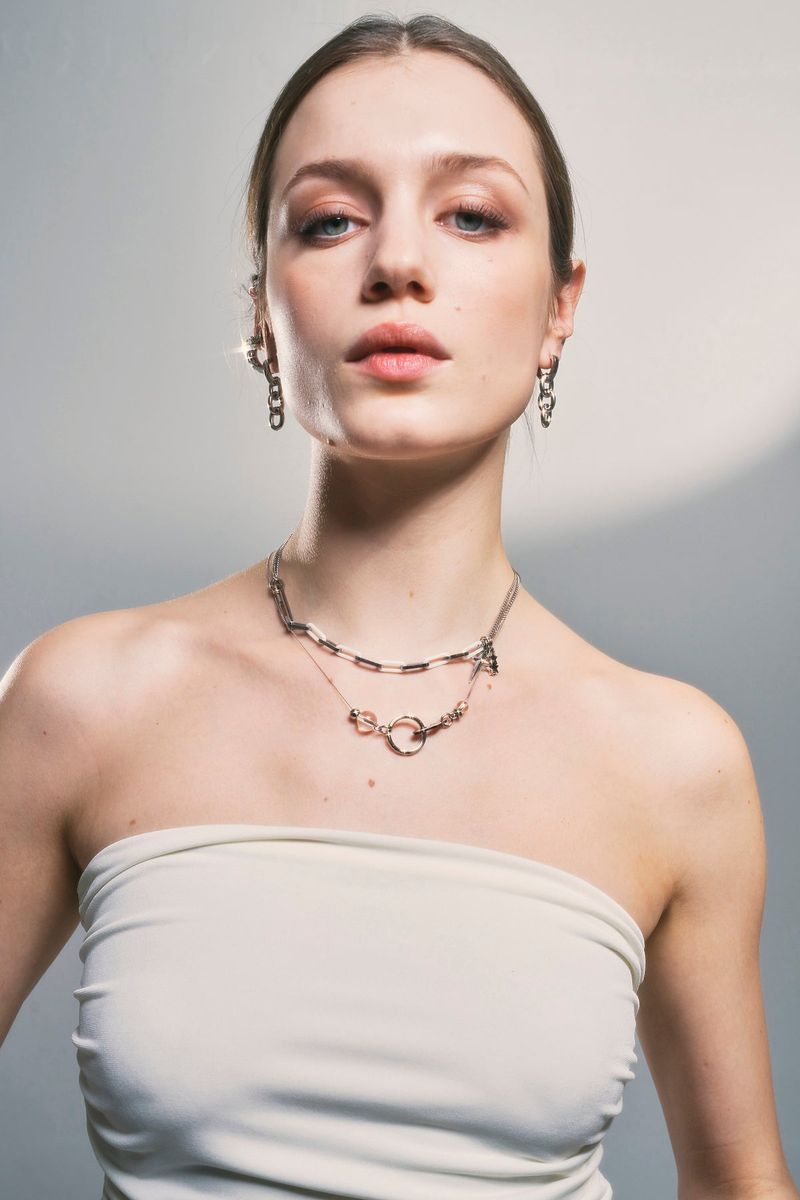 NO.315 [SILVER] GEOMETRY HOOK NECKLACE
