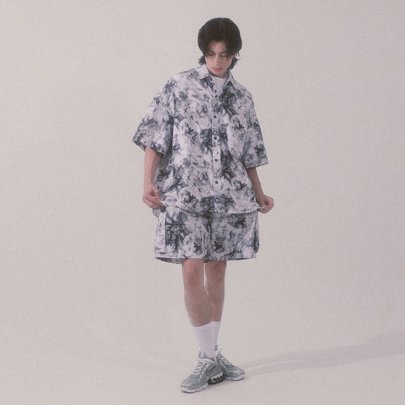 tie-dye half sleeve shirt_white