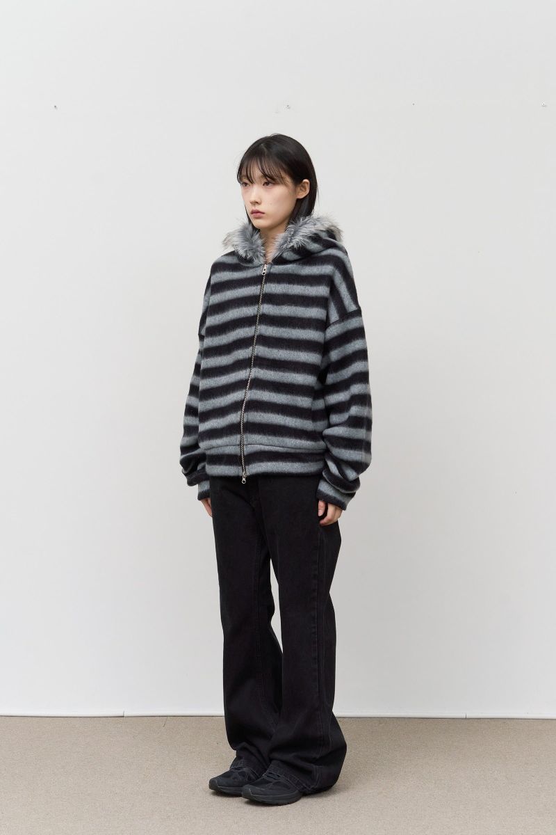 Fury Fur Striped Zip Hoodie