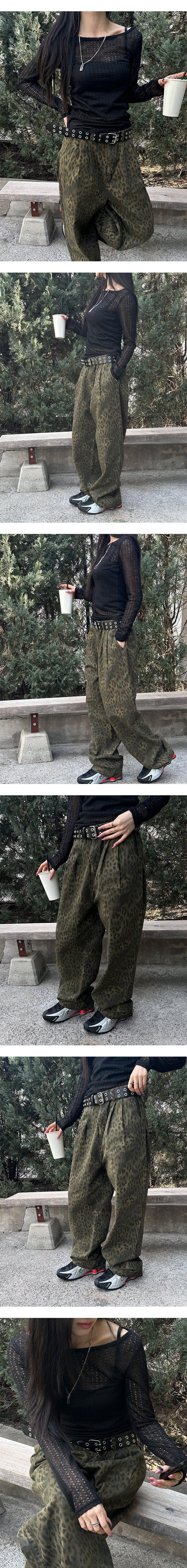 [Unisex] Two tuck leopard pants(3color)