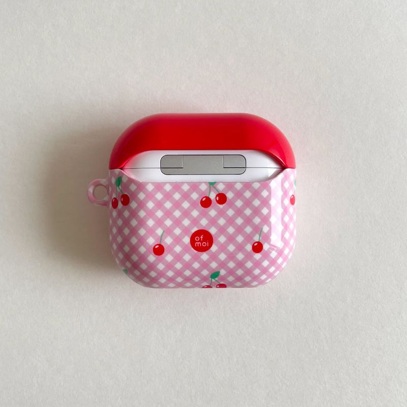 red cherry glossy hard airpods case
