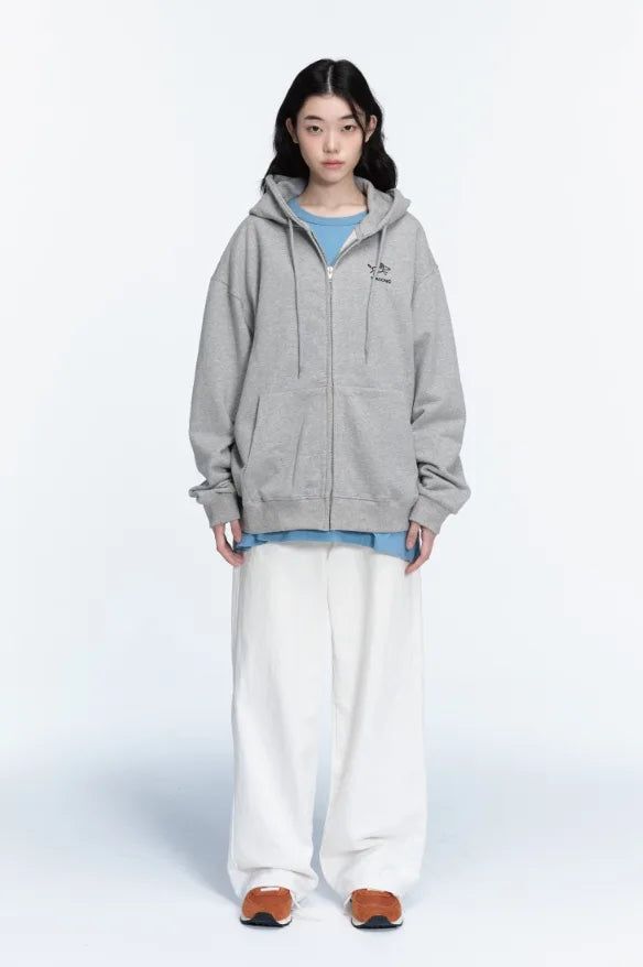 26FW★ Line Work Embroidered Hood Zip-Up