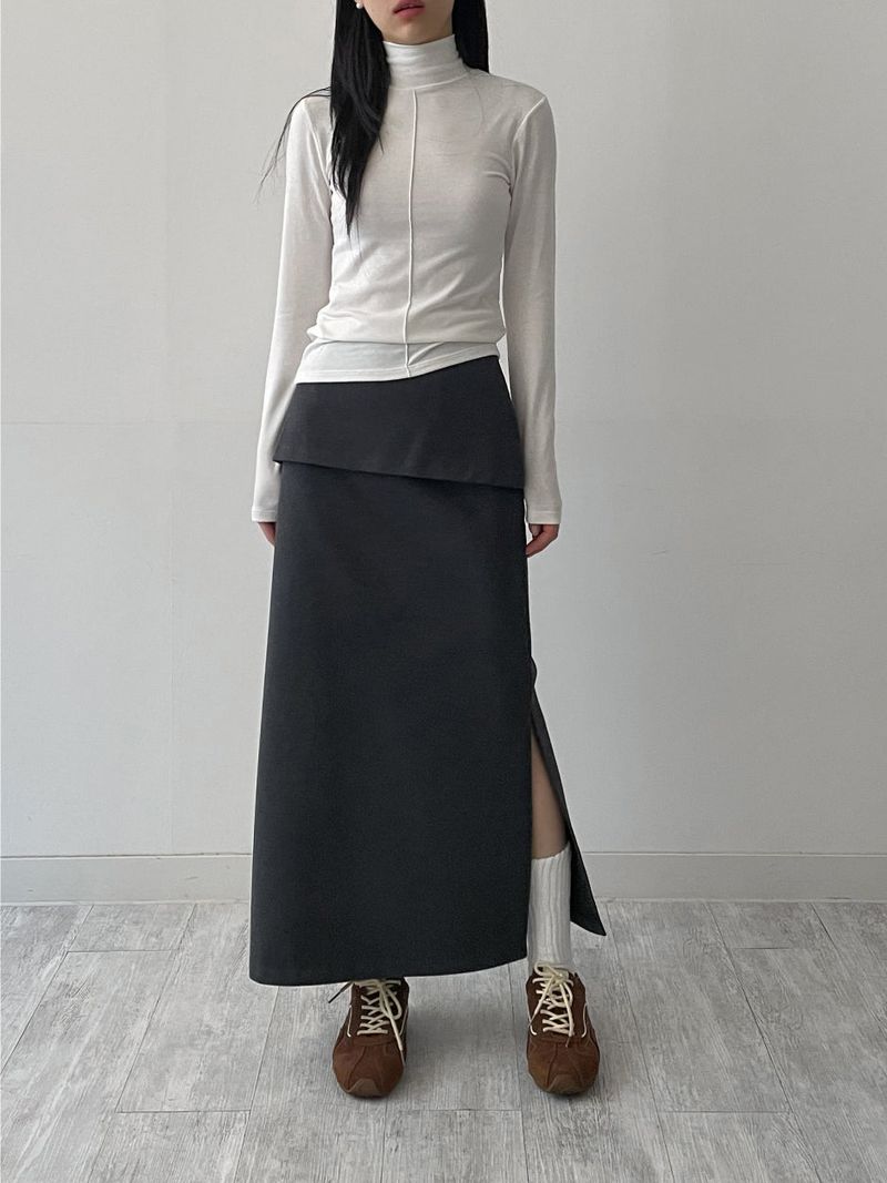 [Setup Available/FW] Lanba Ribbed Layered Long Skirt