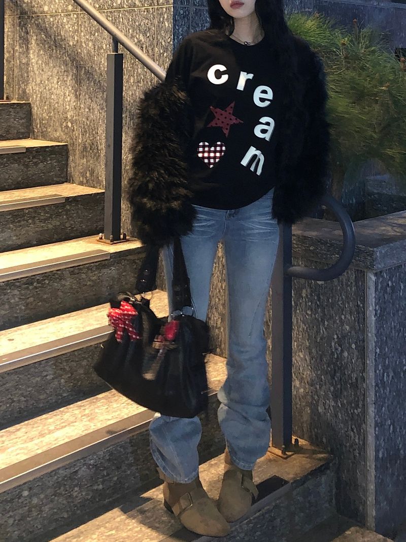 Cream Star Heart Long Sleeve