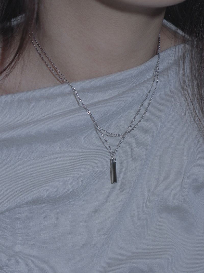 new simple bar layered necklace