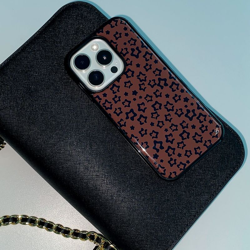 [MADE] STAR LEOPARD PHONE CASE BROWN (epoxy bumper)