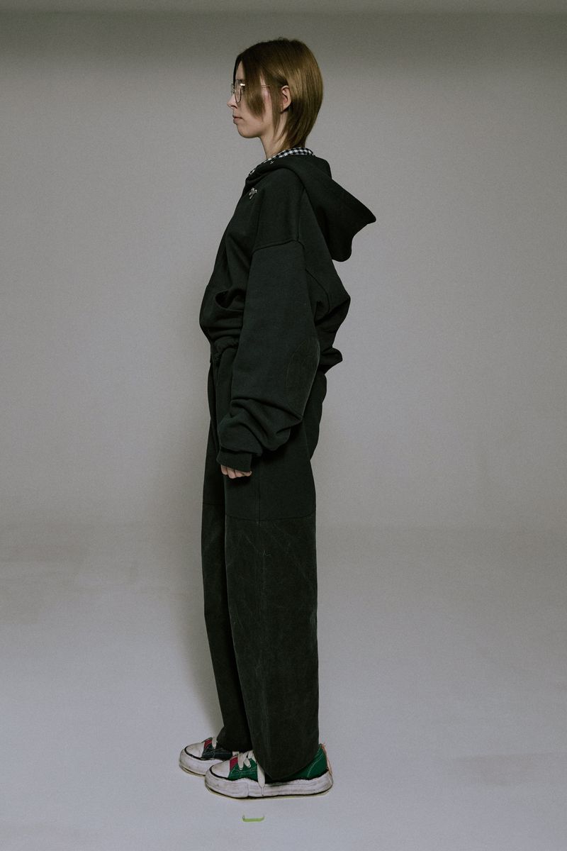 Silver Logo Docking Crop Hood Zip-Up Charcoal