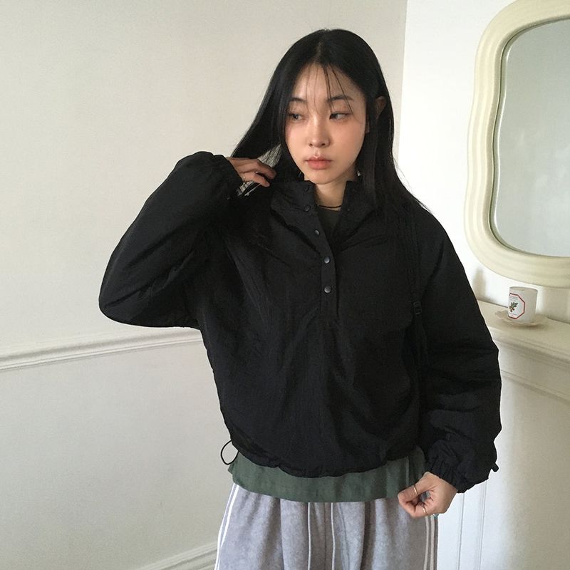 Comil Half Button Padded Hooded Anorak Sweatshirt