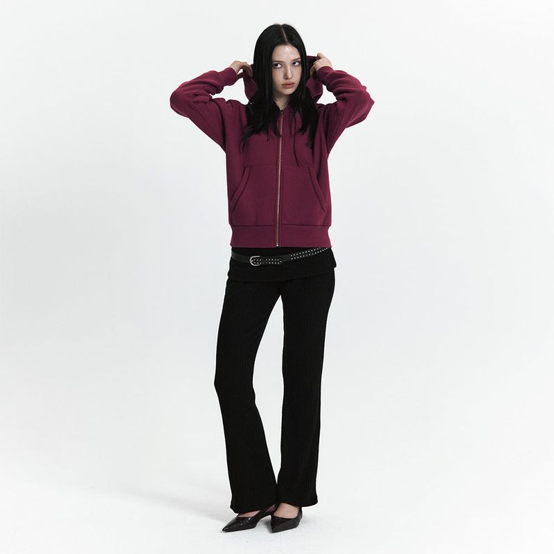 C VELVET LOGO FLEECE ZIP-UP HOODIE_PURPLE