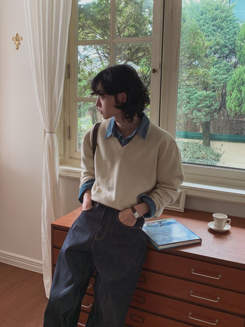 モストウィッシュVネックニット (8 color)