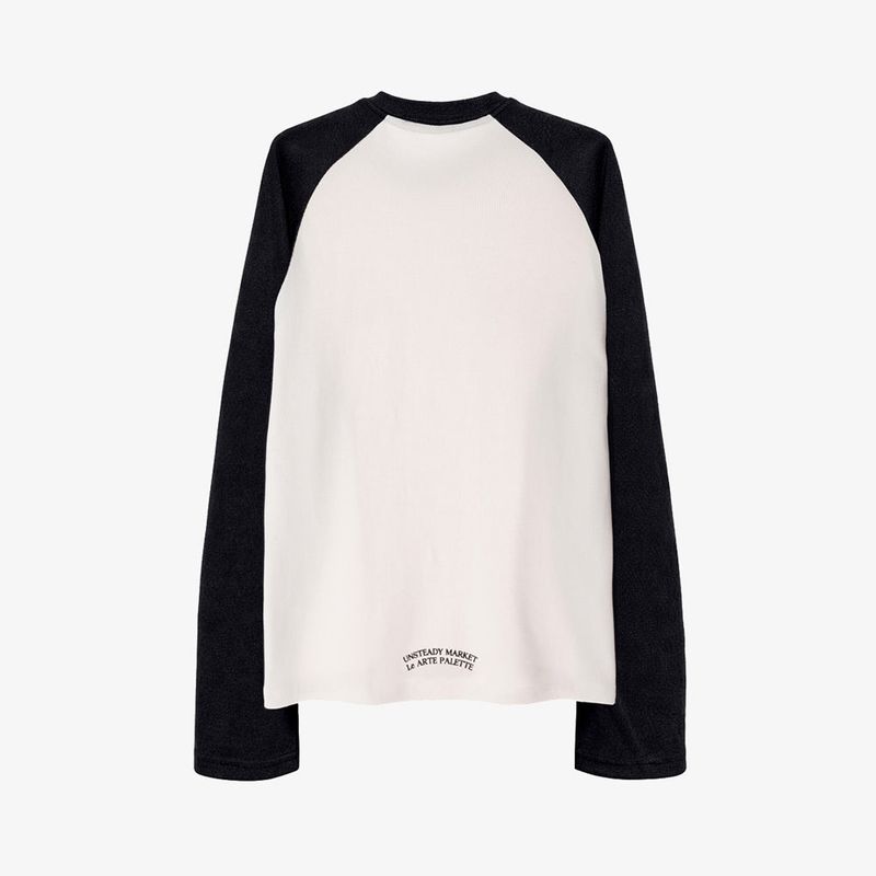 ラグランワッフル長袖Tシャツ_ ブラック