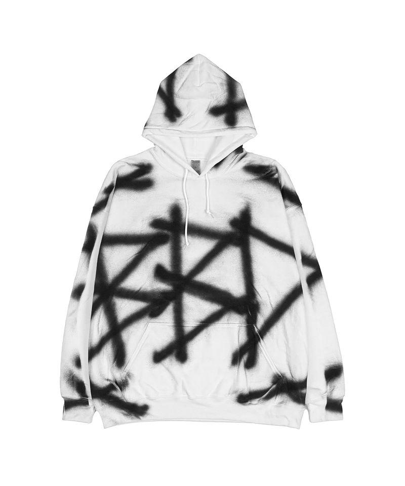 BLACKBLOND（ブラックブロンド）の「BBD Sprayed Custom Hoodie Gildan Ver. (White)（Tops）」