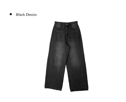 Bomshu Wide Washing Denim Long Pants