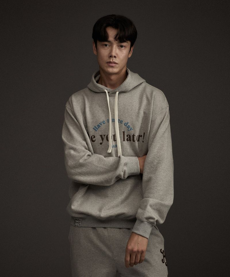 HAAND LOGO GRAPHIC HOODIE GREY