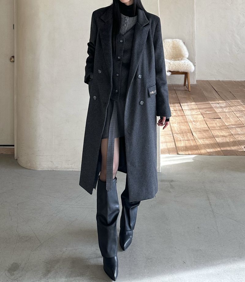 NEWALRIN Classic Long Wool Coat & Vest Set