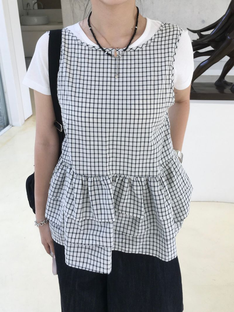 Mori Check Frill 2-Way Blouse (2c)