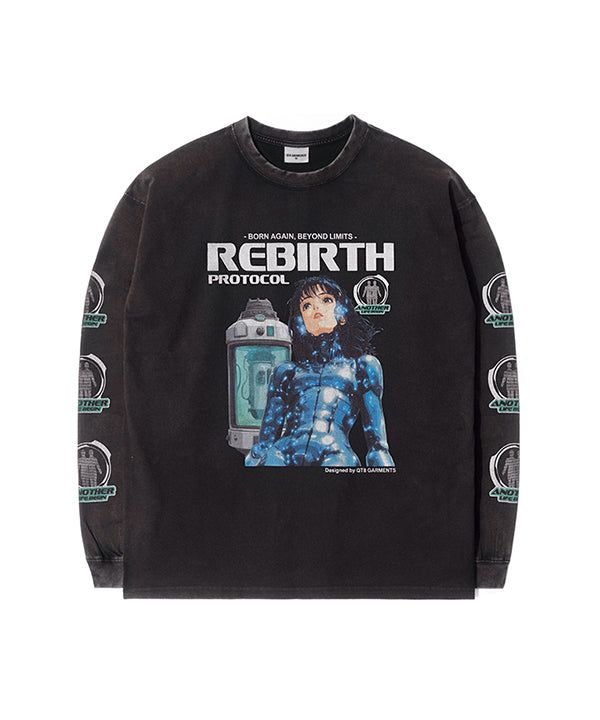 QT8 GARMENTS（キューティーエイトガーメント）の「OC Rebirth AQ ウォッシュドロングスリーブ (ブラック)（トップス）」