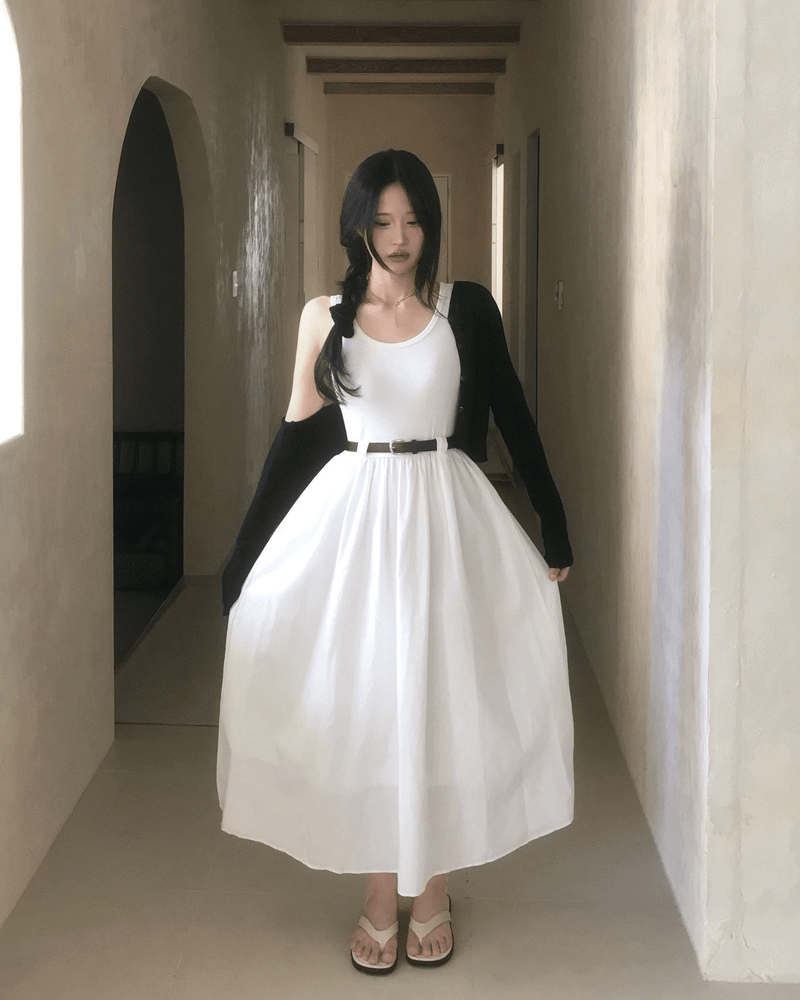 GUSTA（グスタ）の「Audrey Layered Sleeveless Long Dress & Belt SET （Dresses）」