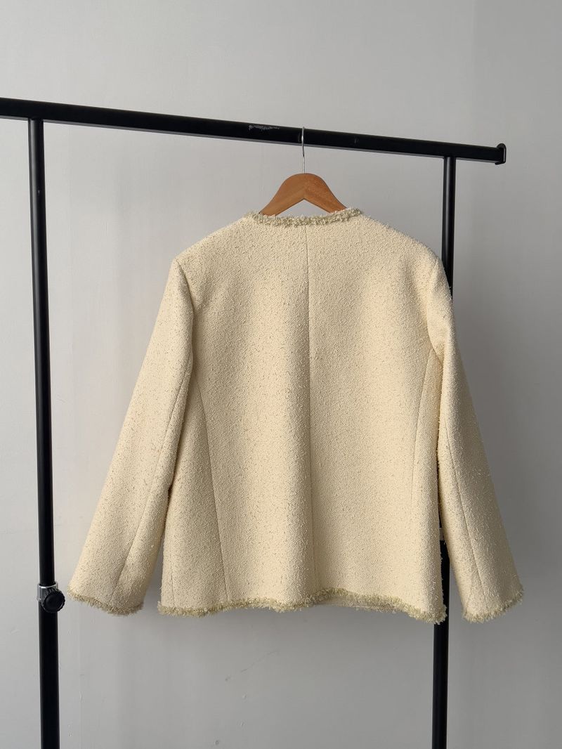 Pocket Fringe Half Tweed Jacket