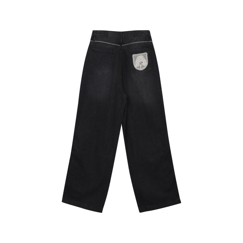 FRINGE DENIM PANTS