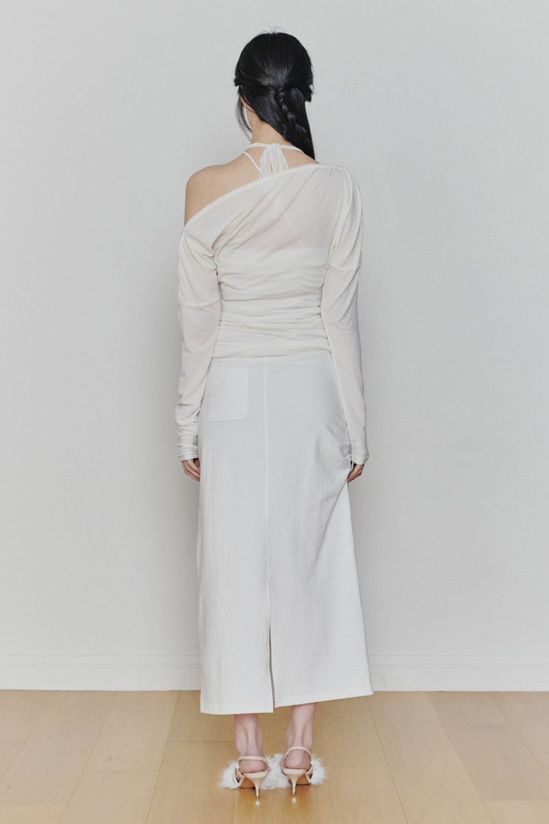 TIED LONG SKIRT white