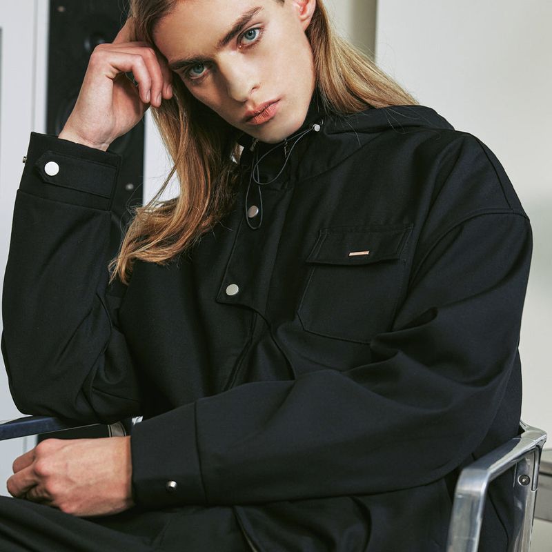 FRONT ARCH COVER HOODIE BLOUSON BLACK