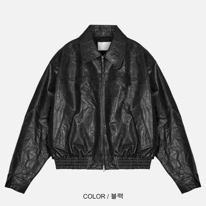 Chelo Wrinkled Leather Jacket (2color)