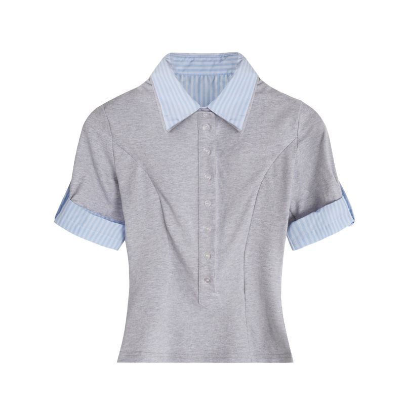 Solene Stripe Collar Slim Shirt
