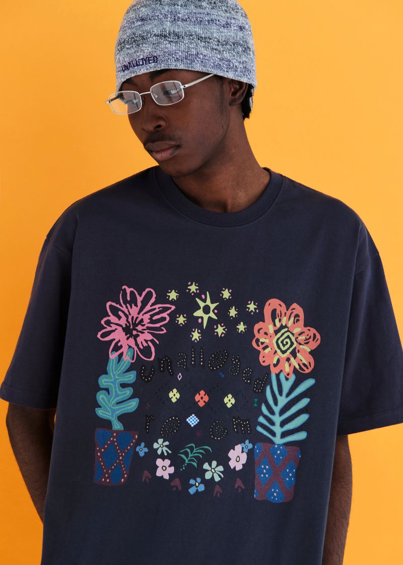 FLOWER ARGYLE T SHIRT / CHARCOAL