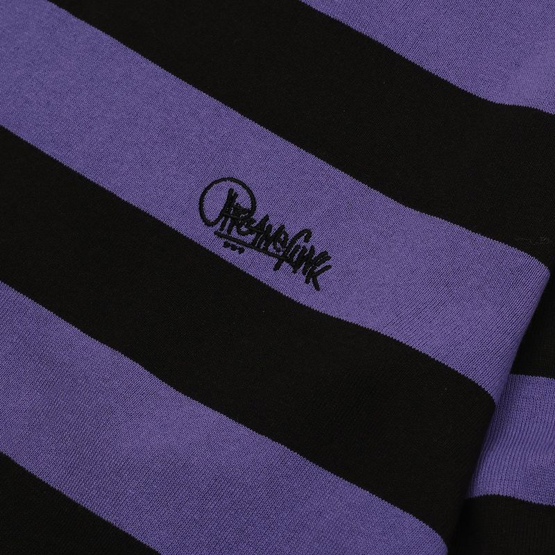 Striped Round Long Sleeve T-Shirts BK/PU