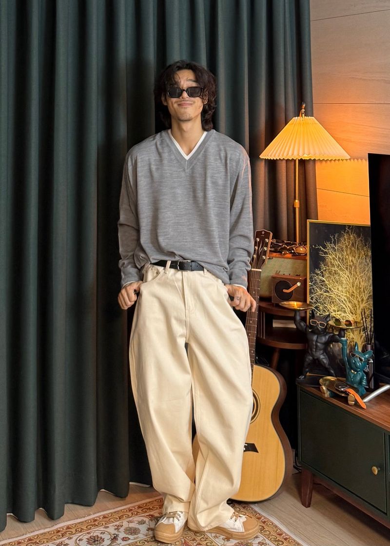 Detail Wide Cotton Pants 3COLOR
