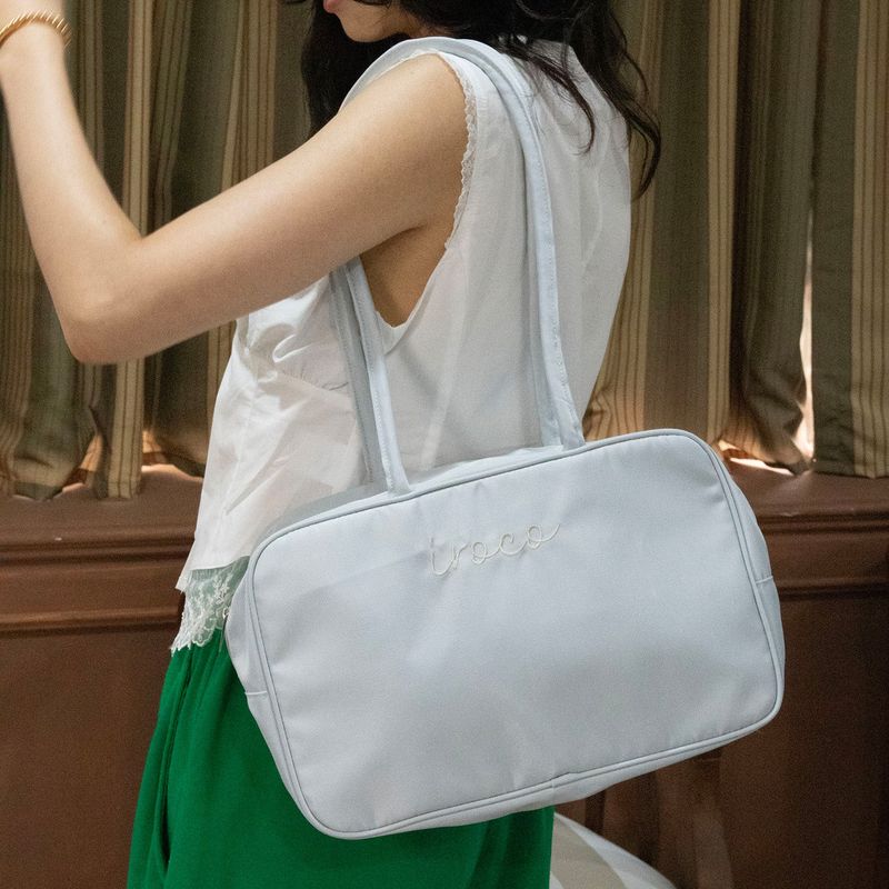 nylon square bag_silver