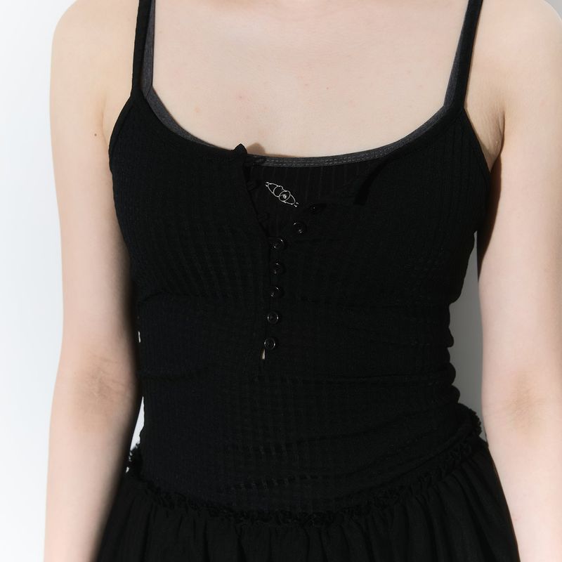 (2nd reorder) frill layered sleeveless - black