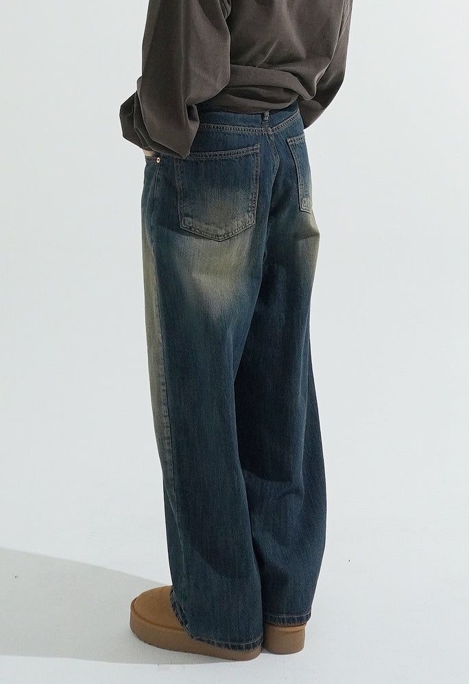 Retro washing denim pants