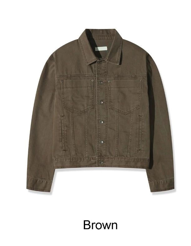 Ruped cropped washed jacket
