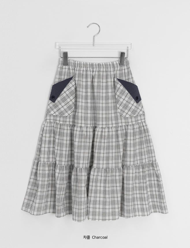 Shuning Check Pocket Midi Skirt