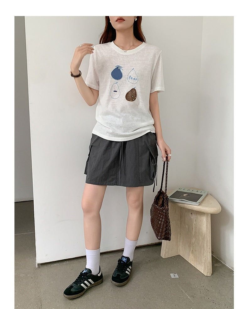 Cute Pear Art Crew Neck T-Shirt