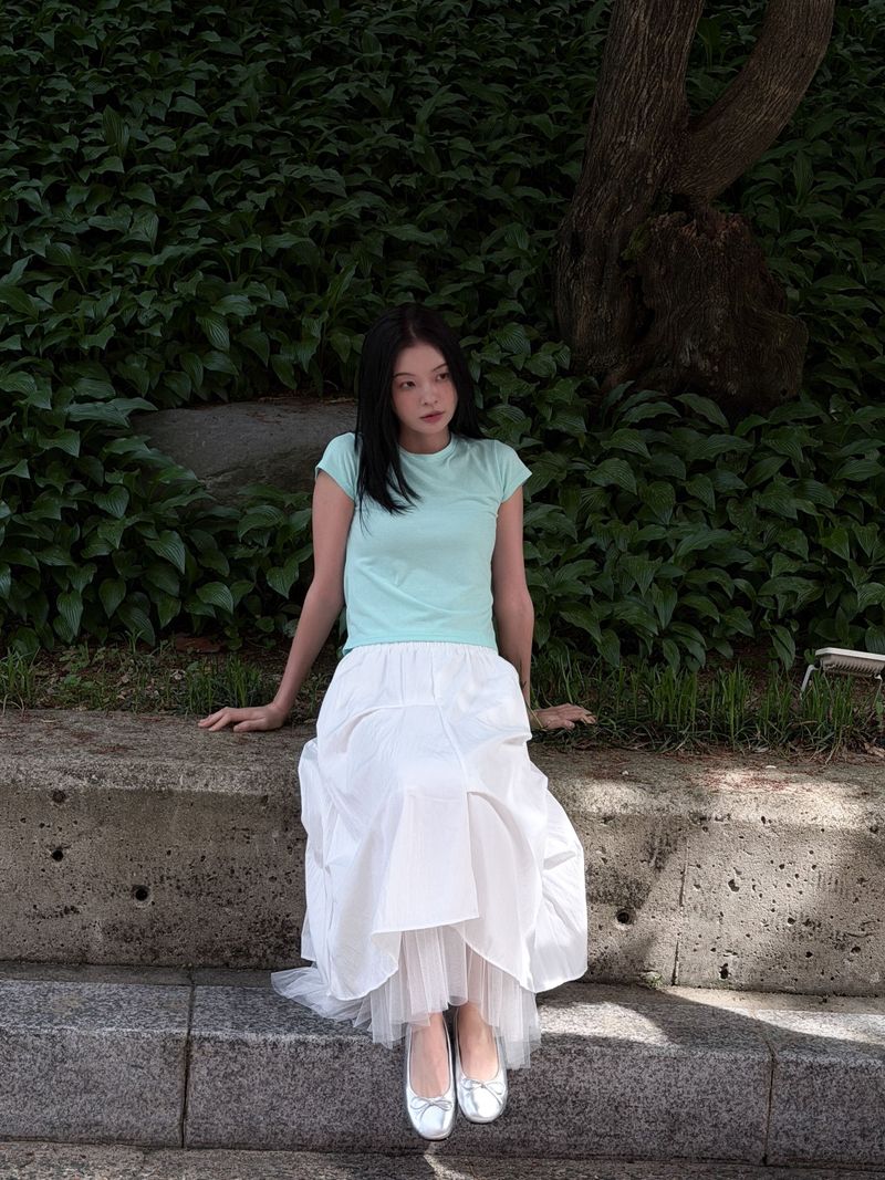 WOOHWA（ウファ）の「DOUBLE LAYERED MESH SKIRT（Skirts）」