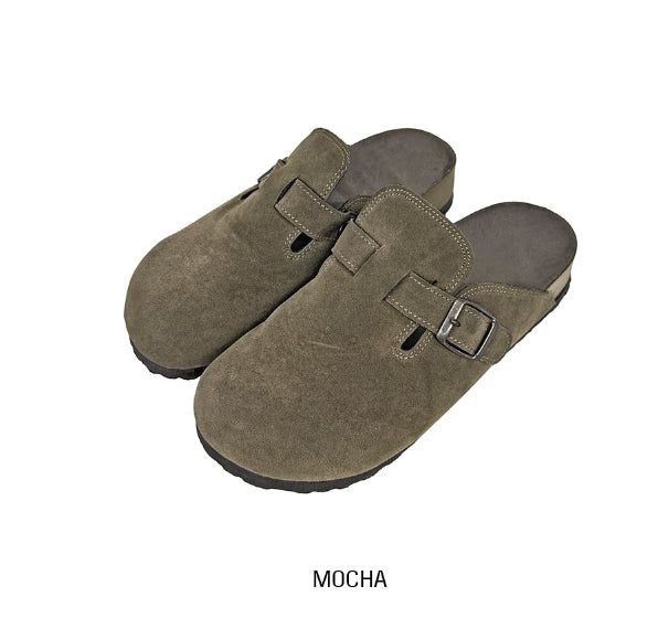 Suede Buckle Mule Slippers