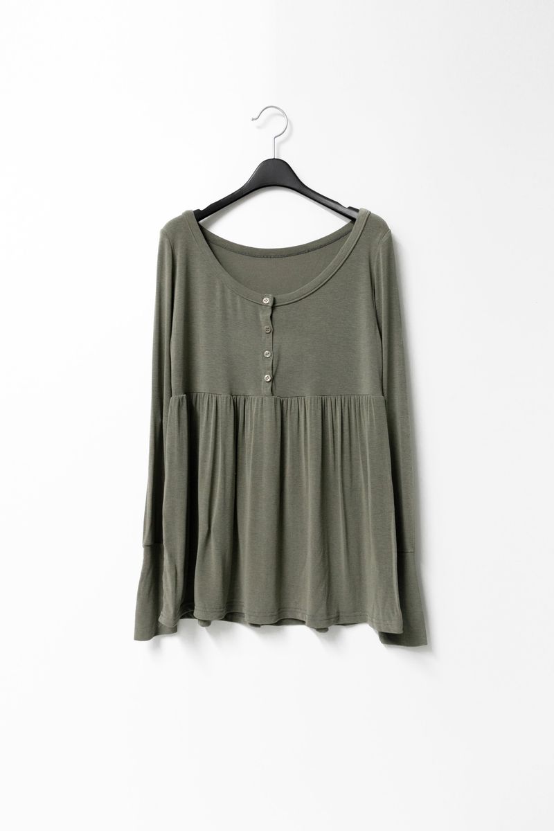 mochi button shirring top(3colors)