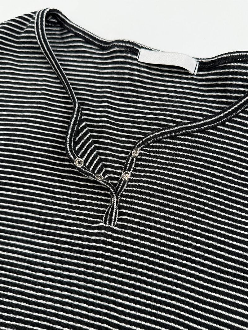 Bane stripe henley crop tee