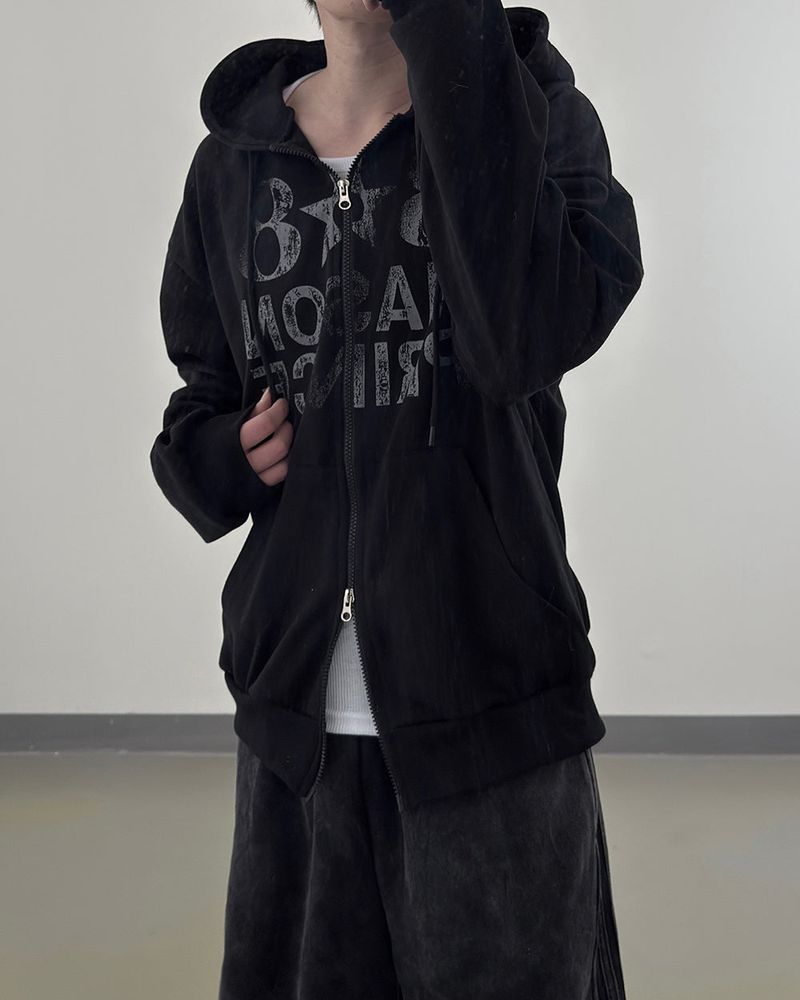 Dakel Vintage Graphic Zip-Up Hoodie
