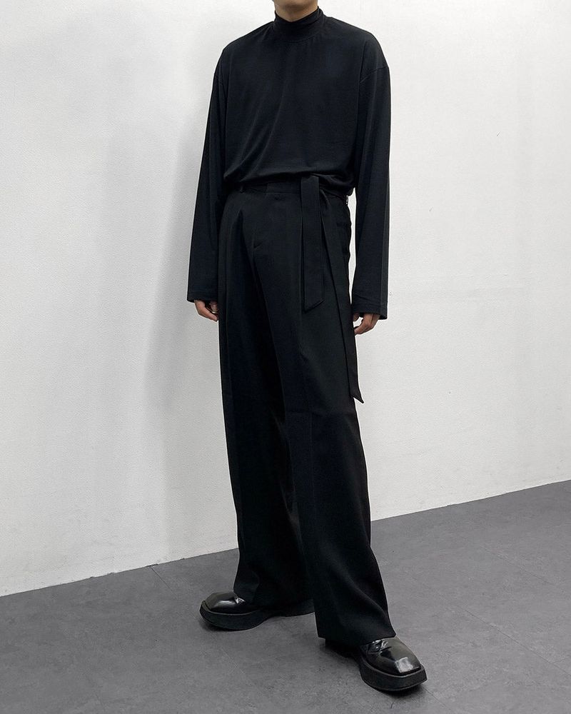 FL Belted Side Banding Wide Slacks (4 colors)