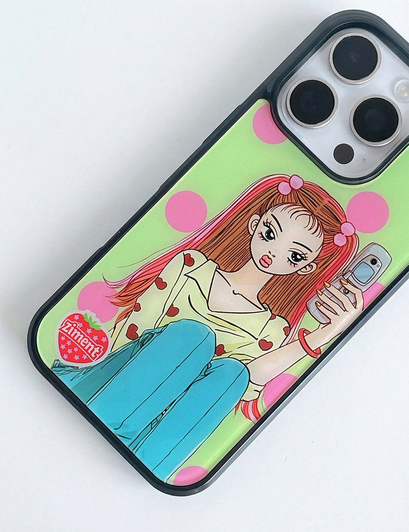【MADE】Dot Kitsch Girl Glass Bumper Case