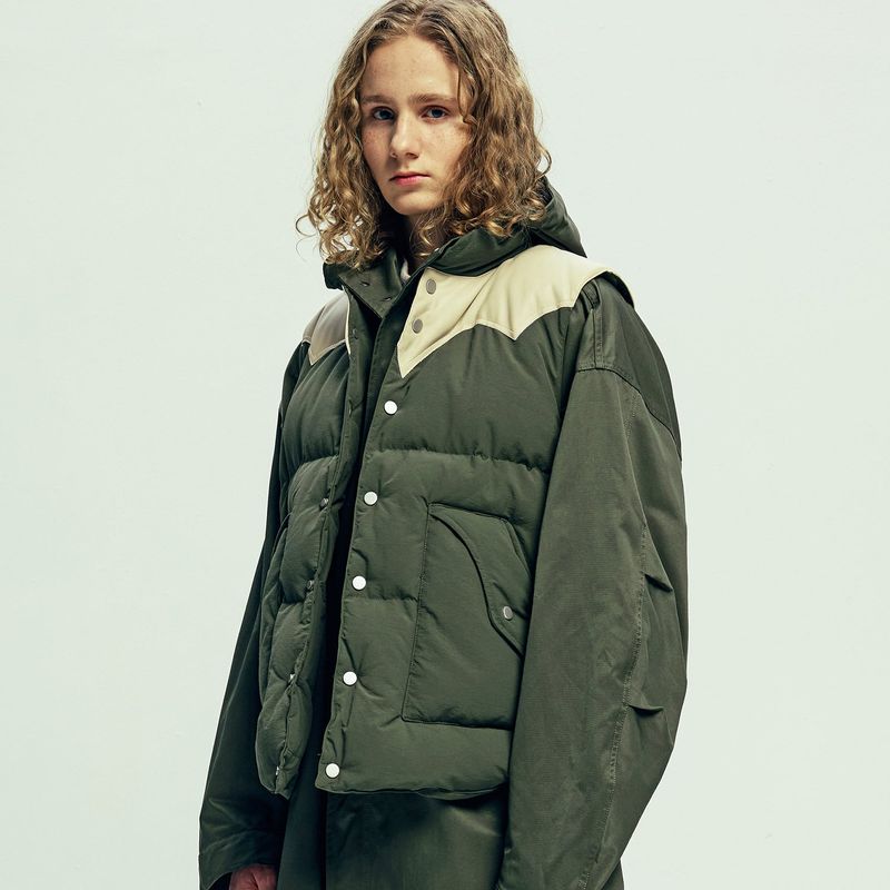 70s wyo padded ski vest olive khaki