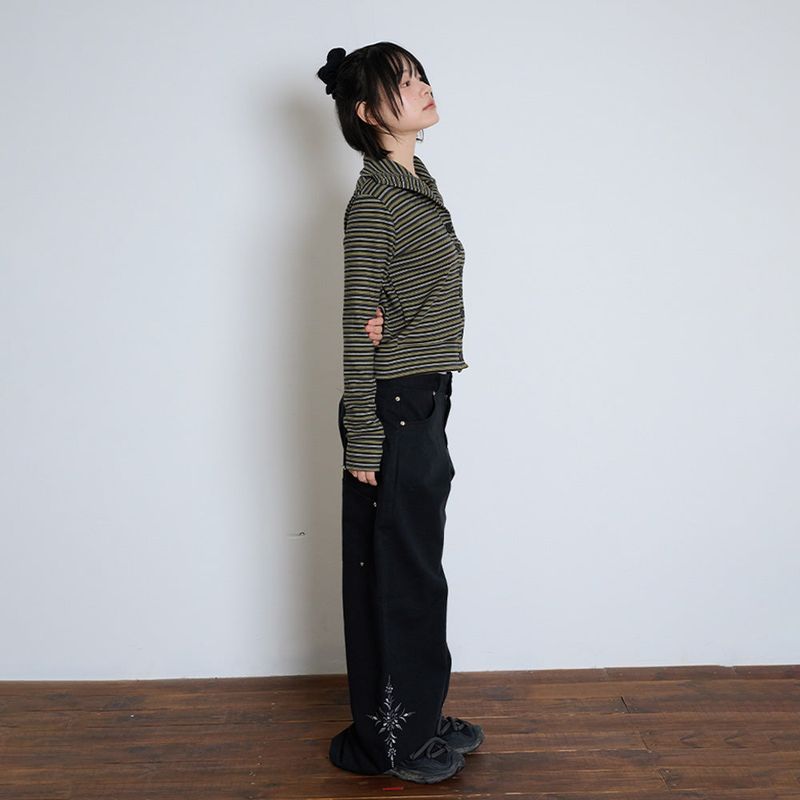 LOW-RISE FLOWER EMBROIDERY PANTS