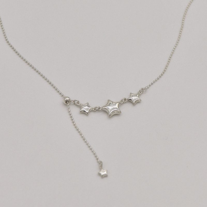 Silver 925 3star round necklace